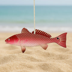 Hand-painted Redfish Christmas Ornament with laser engraved details