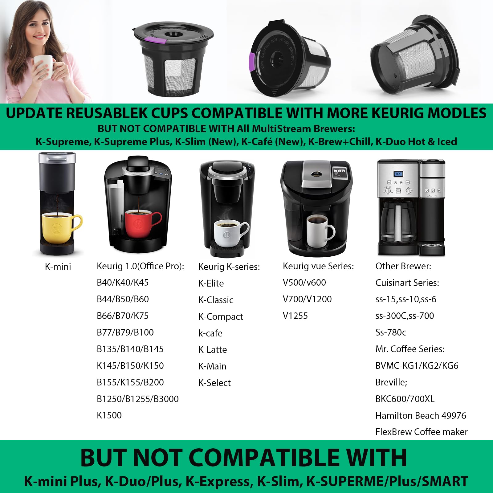 Four pack refillable coffee pods with stainless steel mesh