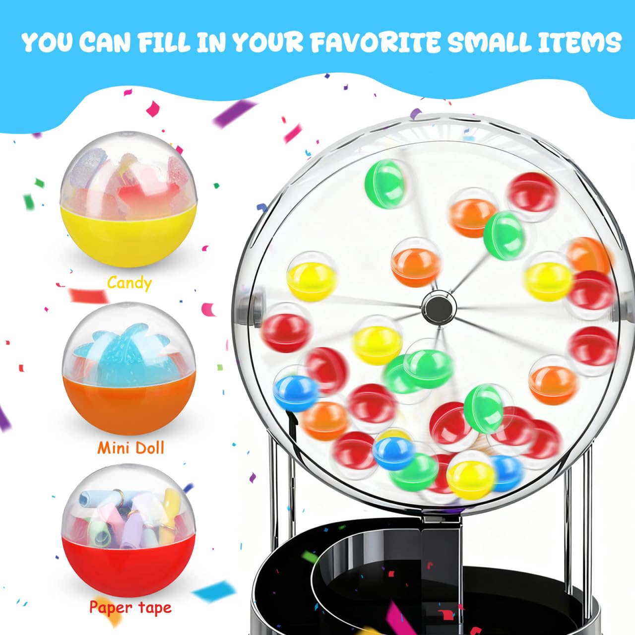 Refillable gumball machine capsule ball for easy loading