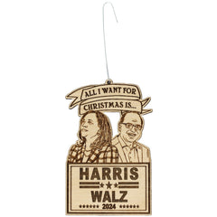 Ornament hanger included for display of Harris Walz 2024 ornament