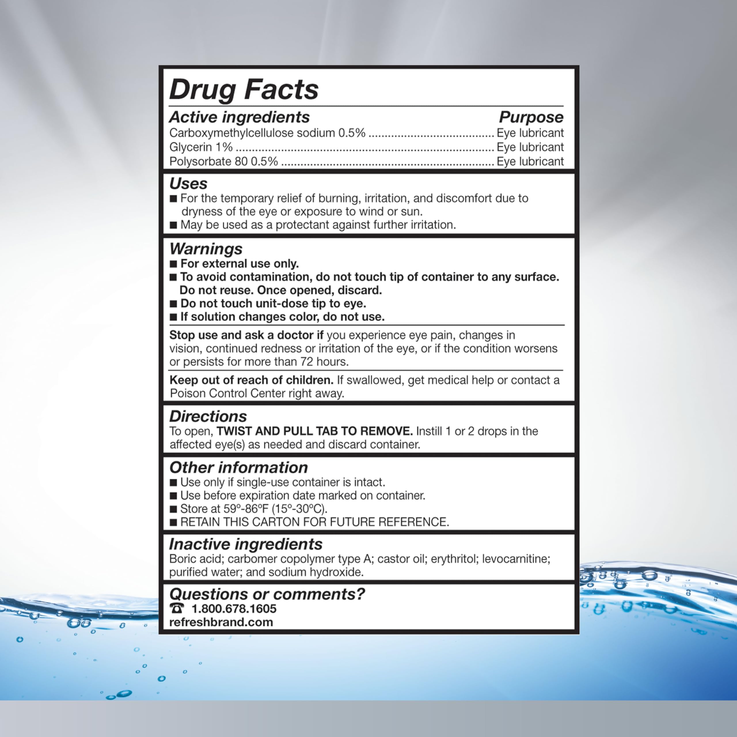 Travel-friendly eye drops pack REFRESH OPTIVE Advanced PF