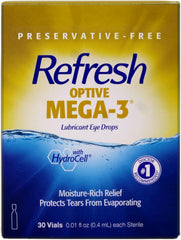 Refresh Optive Mega-3 Lubricant Eye Drops Pack of 3 sterile single-use vials