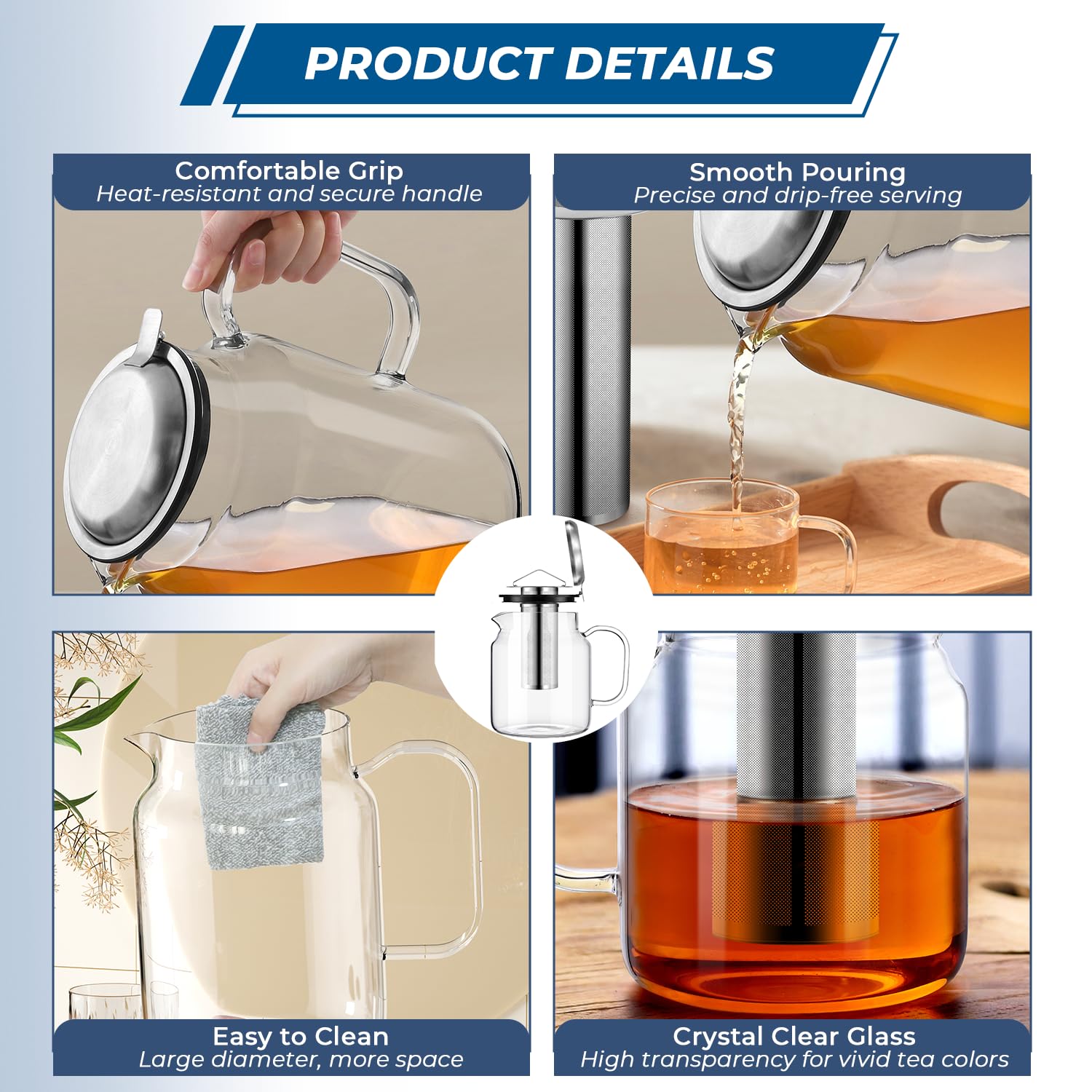 Aquach teapot fits standard fridge shelves for cold brew