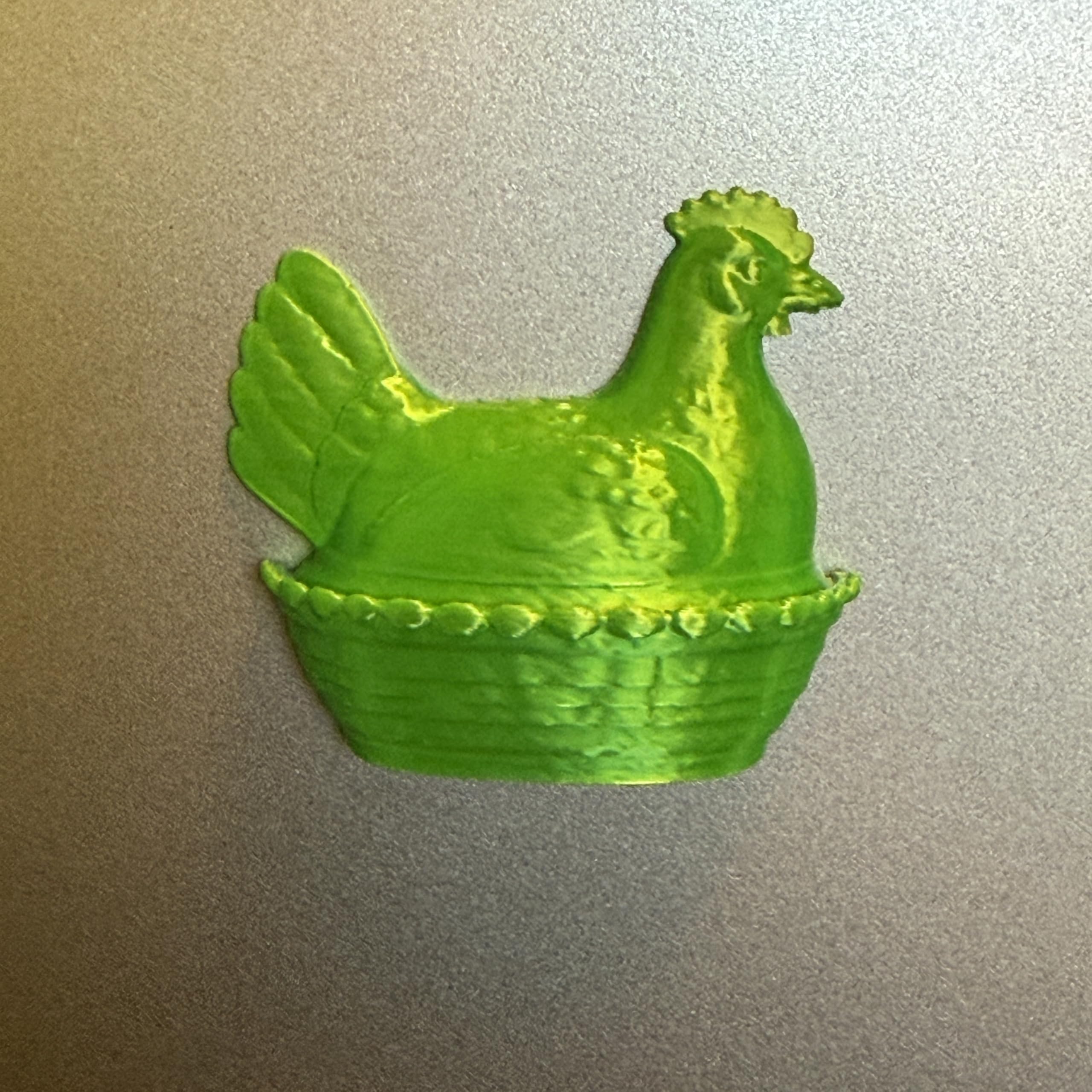 Glass look finish on retro hens magnet