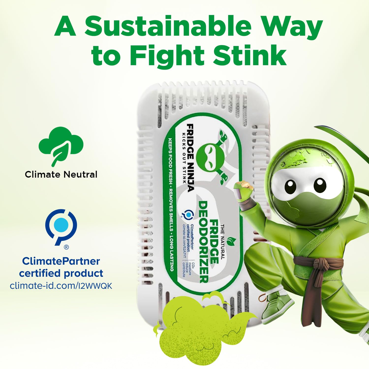 Fridge Ninja odor eliminator placed in freezer