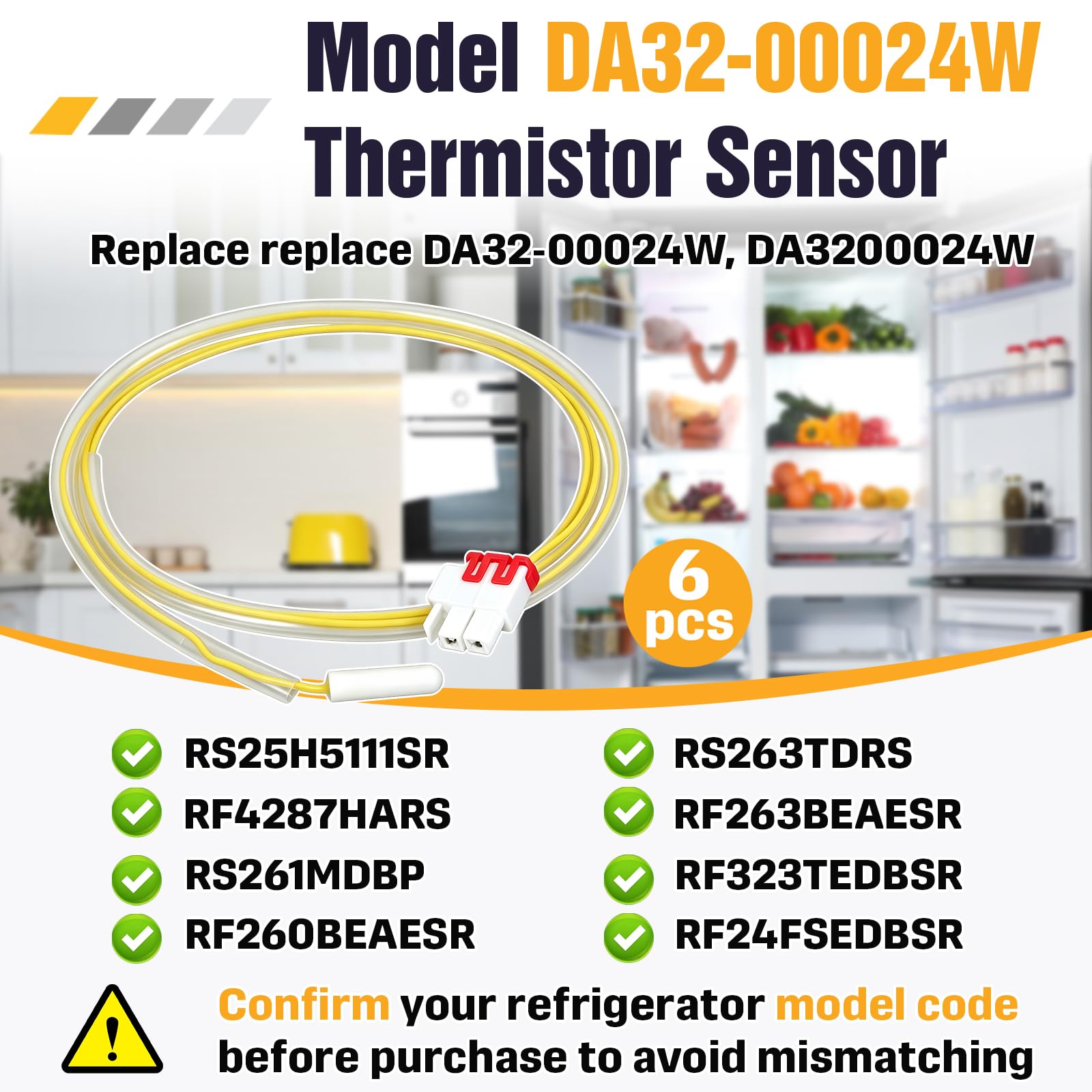 6 piece pack thermistor for Samsung refrigerator DA32-00024W