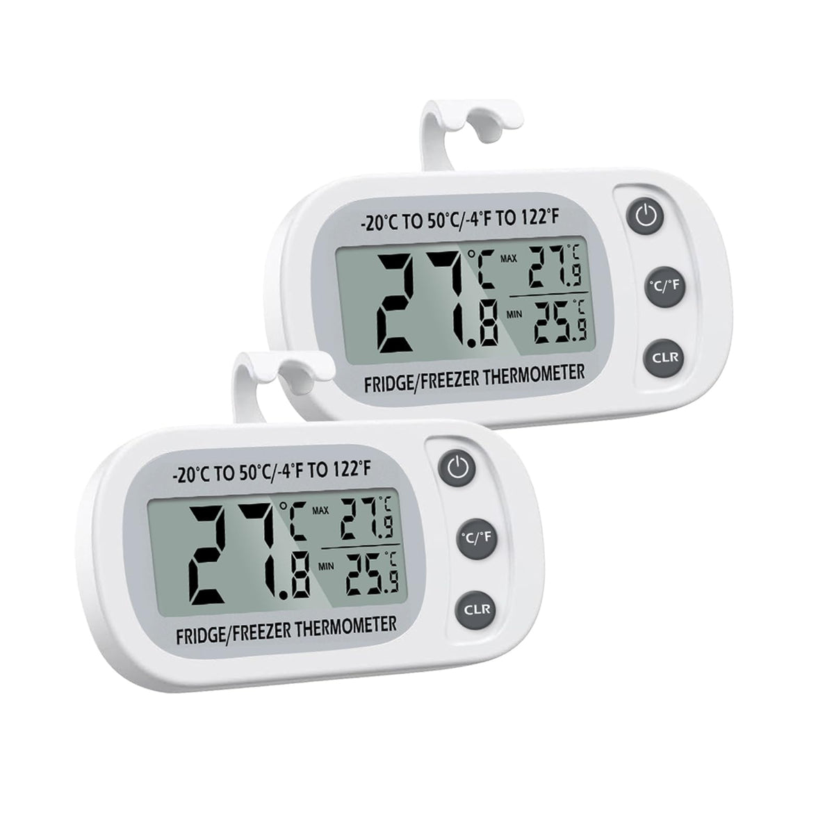 Refrigerator Thermometer 2 Pack with large LCD display