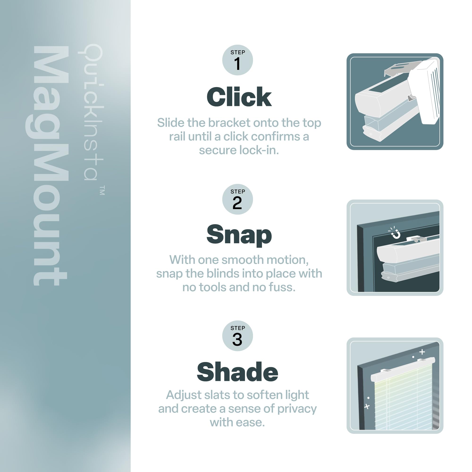 Two magnetic hold-down brackets included with blinds