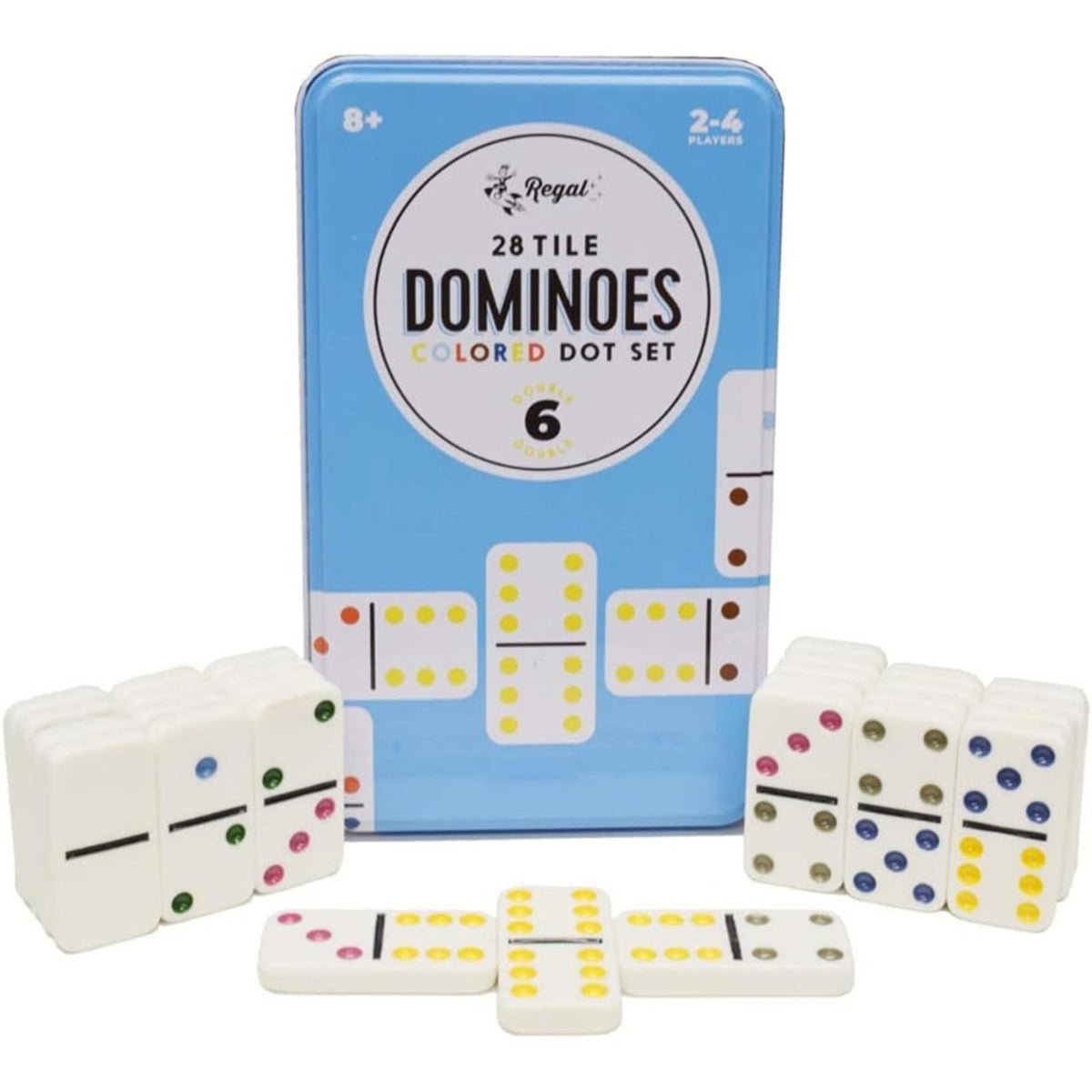 Regal Games double-6 dominoes set 28 colorful tiles
