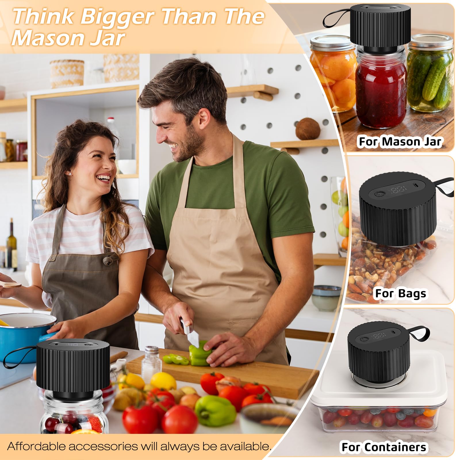 Vacuum bags 2 included for sealing jars and containers