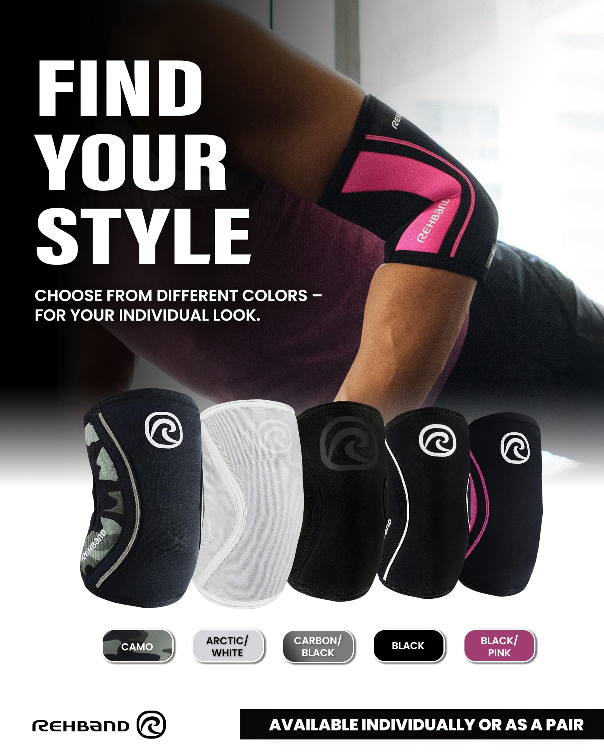 European production Rehband elbow sleeve 5mm carbon black