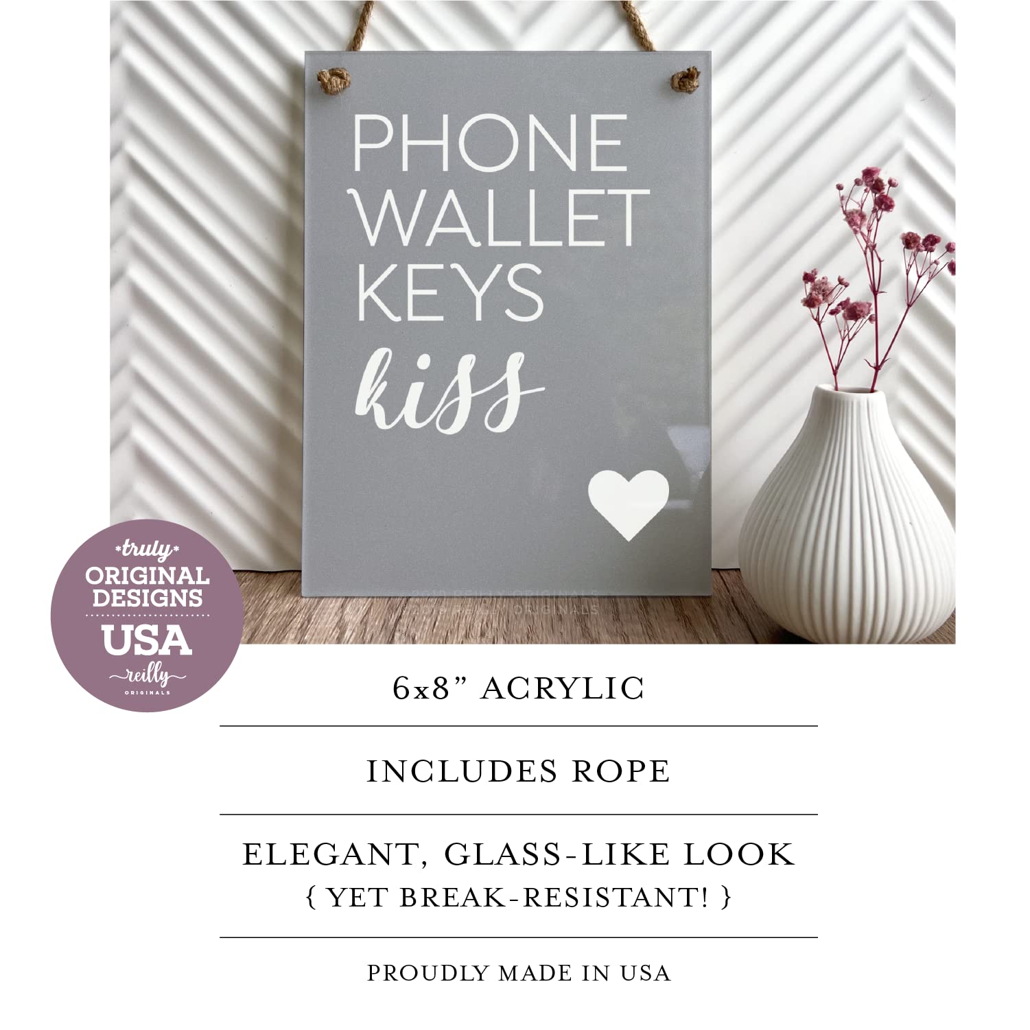 Phone Wallet Keys Kiss designer sign premium material with glass-like finish