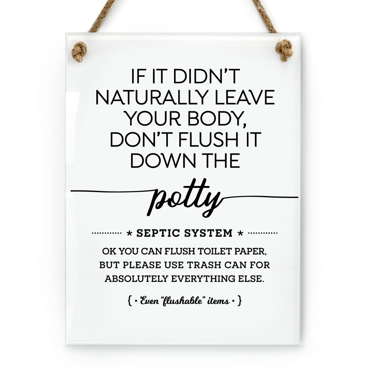 Reilly Originals septic system sign 6x8 inch with rope