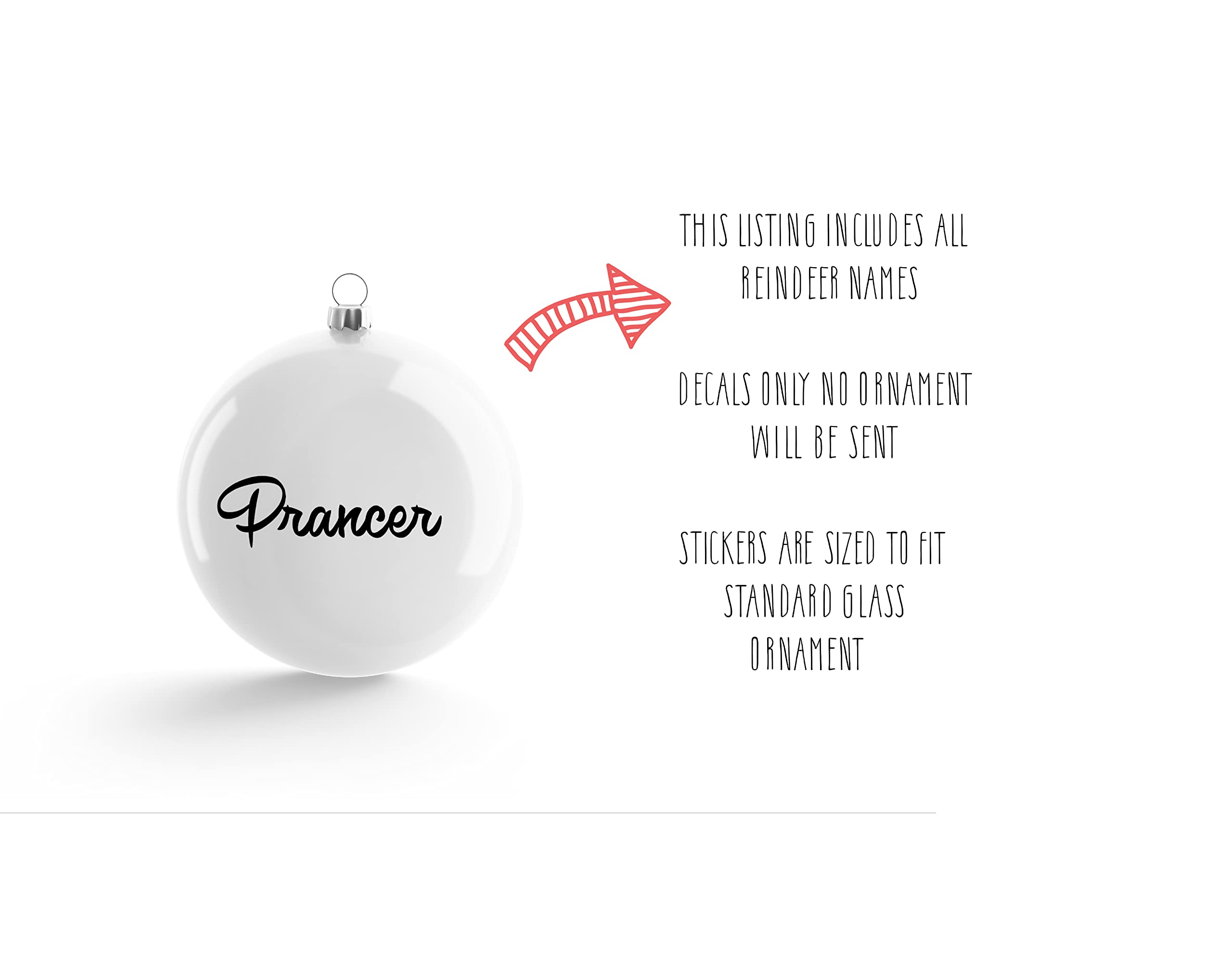 Personalized name decal suitable for ornaments