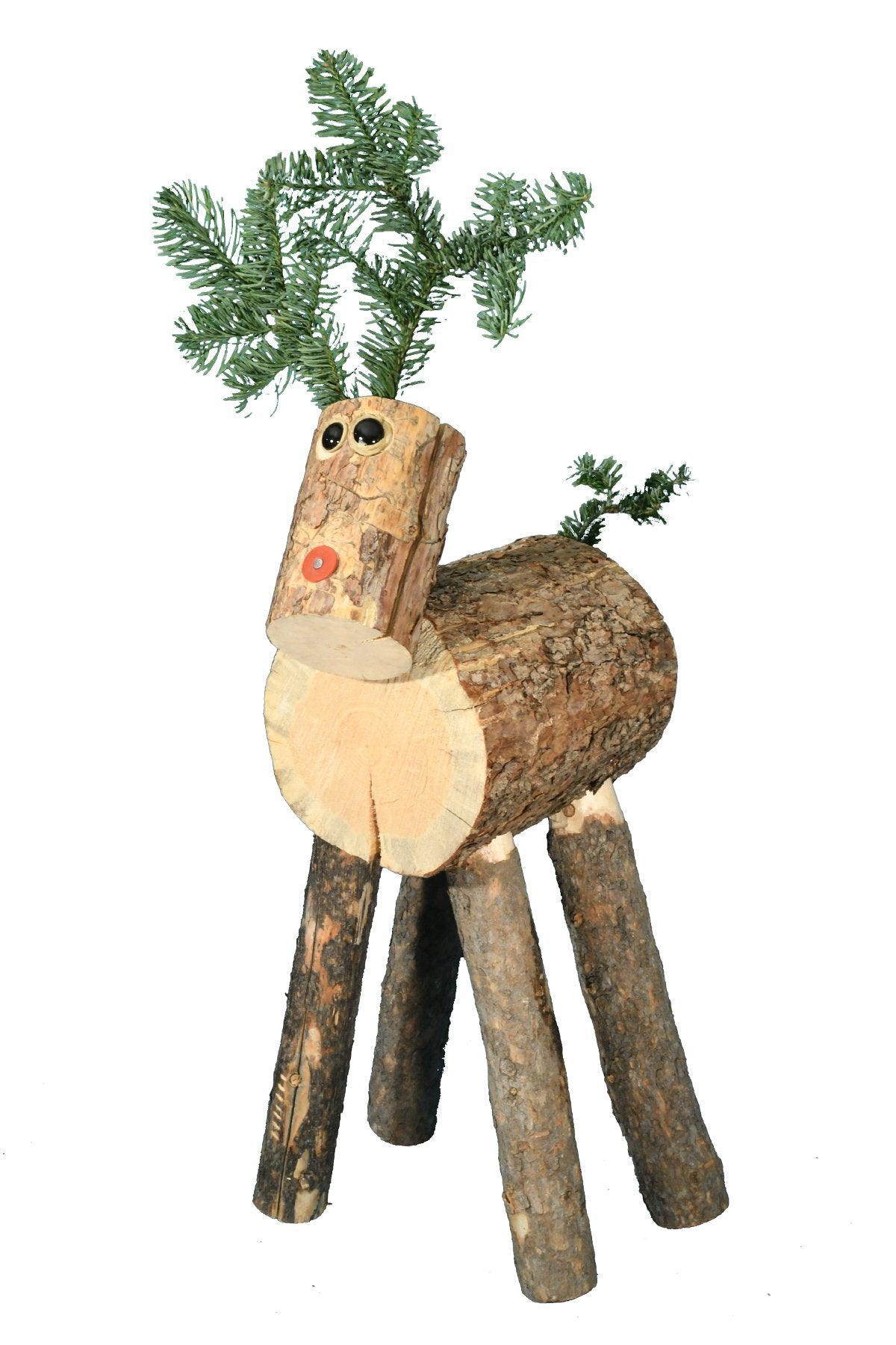 Includes live or artificial greenery for antlers and tail