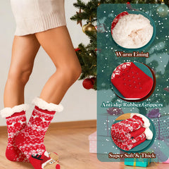 Cozy reindeer slipper socks with anti-slip grippers