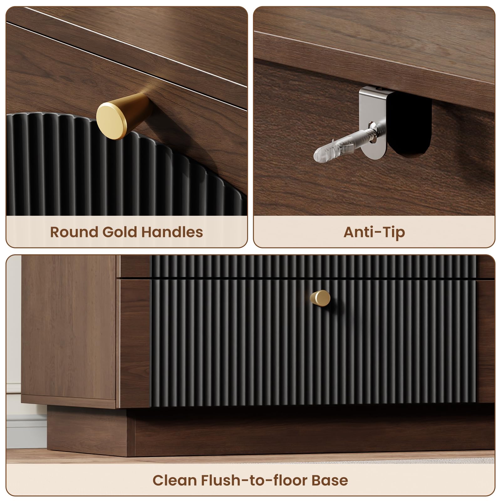 Durable wood finish resists scratches and daily wear