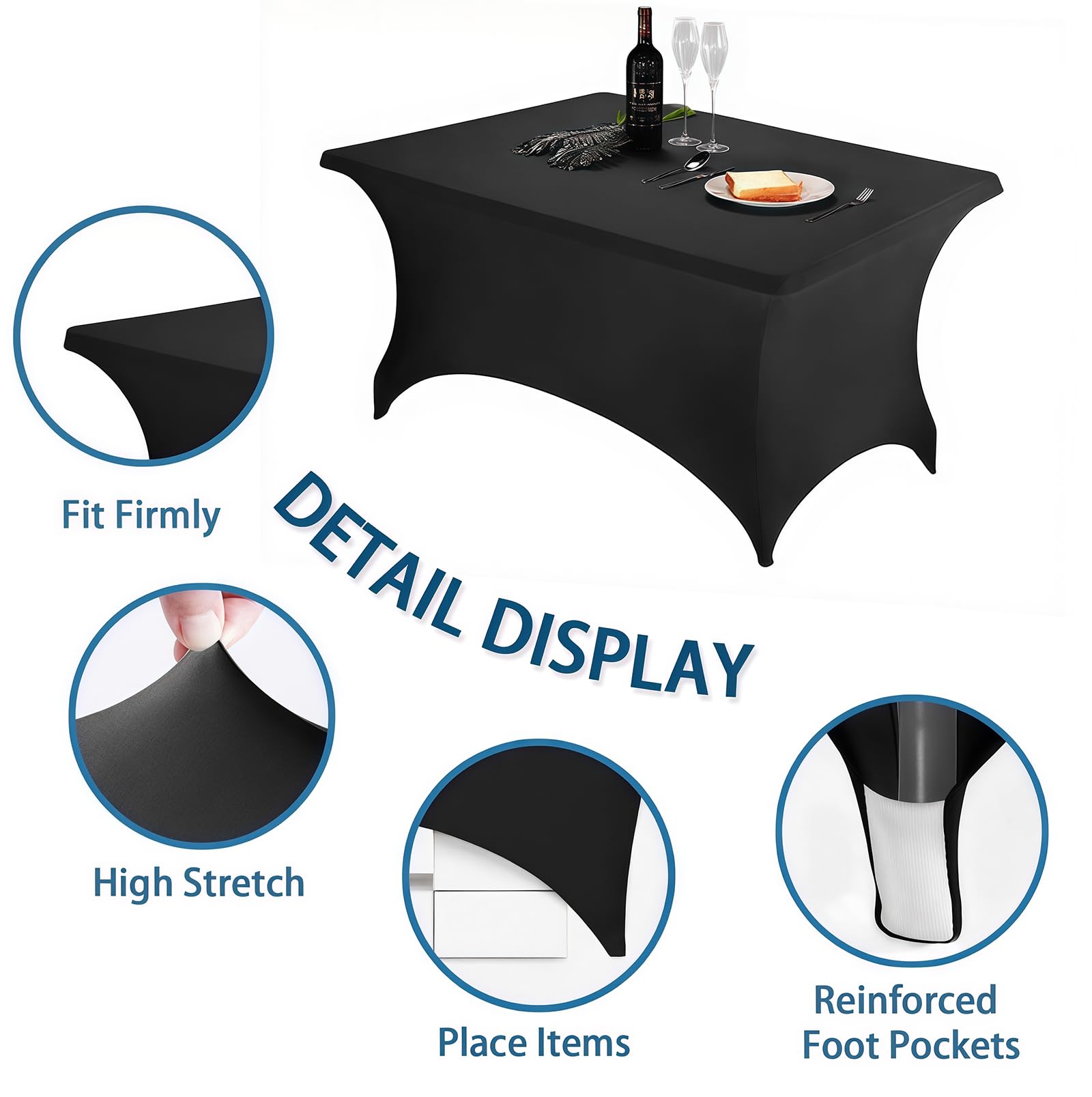 table cloth with reinforced leg pockets around table legs