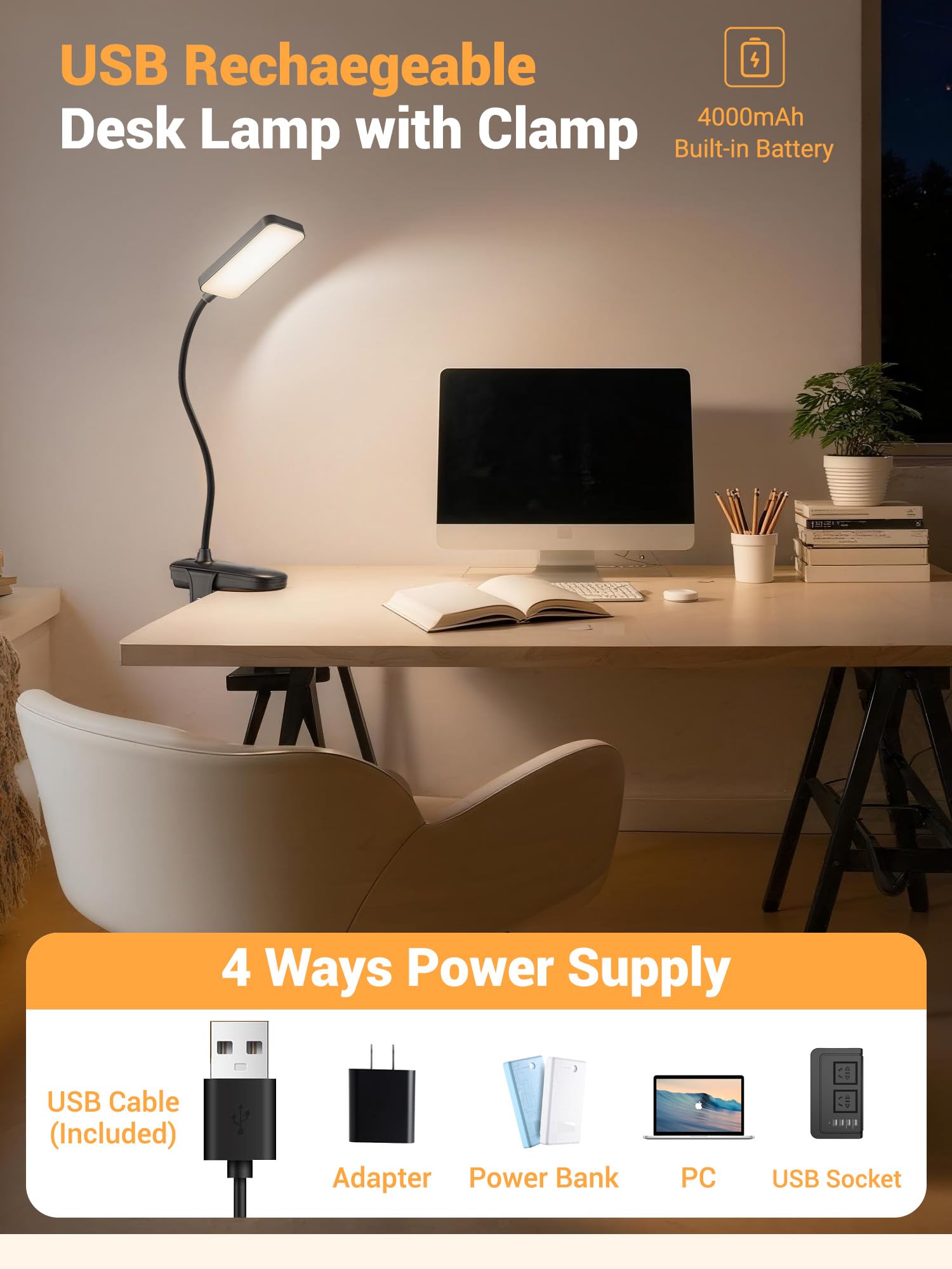 ReinHoo clip on light USB-C charging port alt text