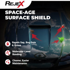 RejeX polymer coating on painted metal and glass surfaces