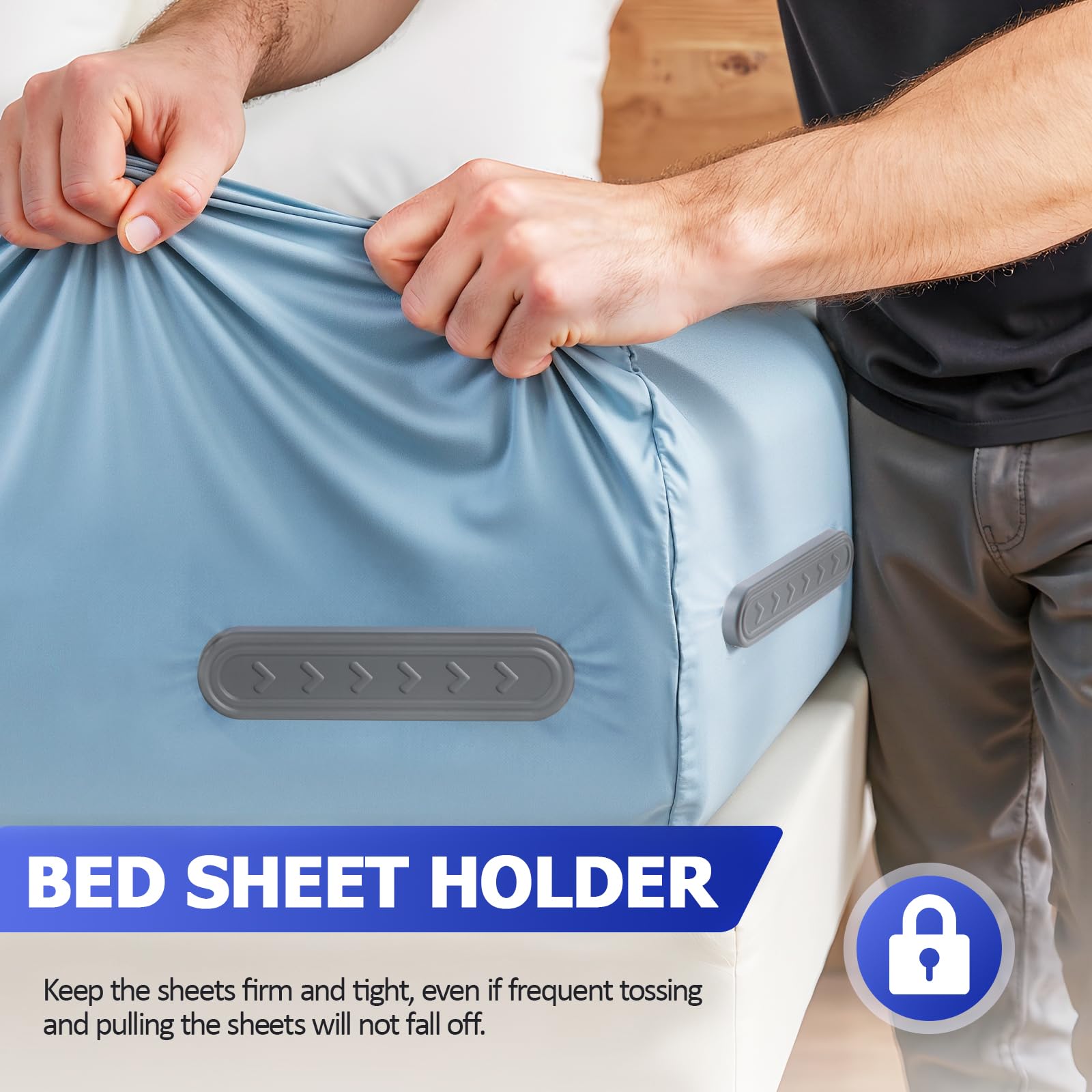 Clip-free design prevents damage to bed sheets