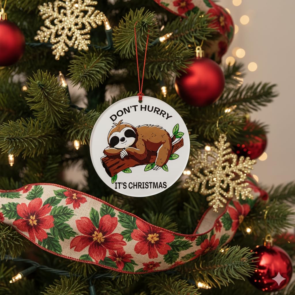 Relaxed holiday decor idea sloth ornament
