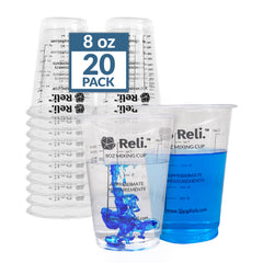 Reli 8 oz paint mixing cup 20 pack clear PET plastic