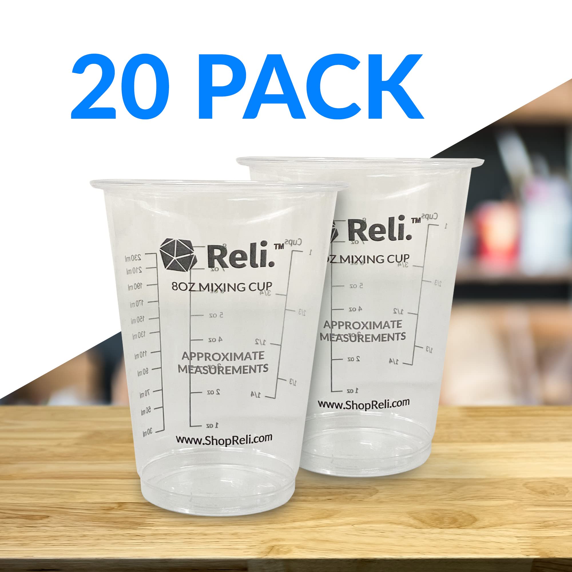 Reli 8 oz resin mixing cup 20 piece set