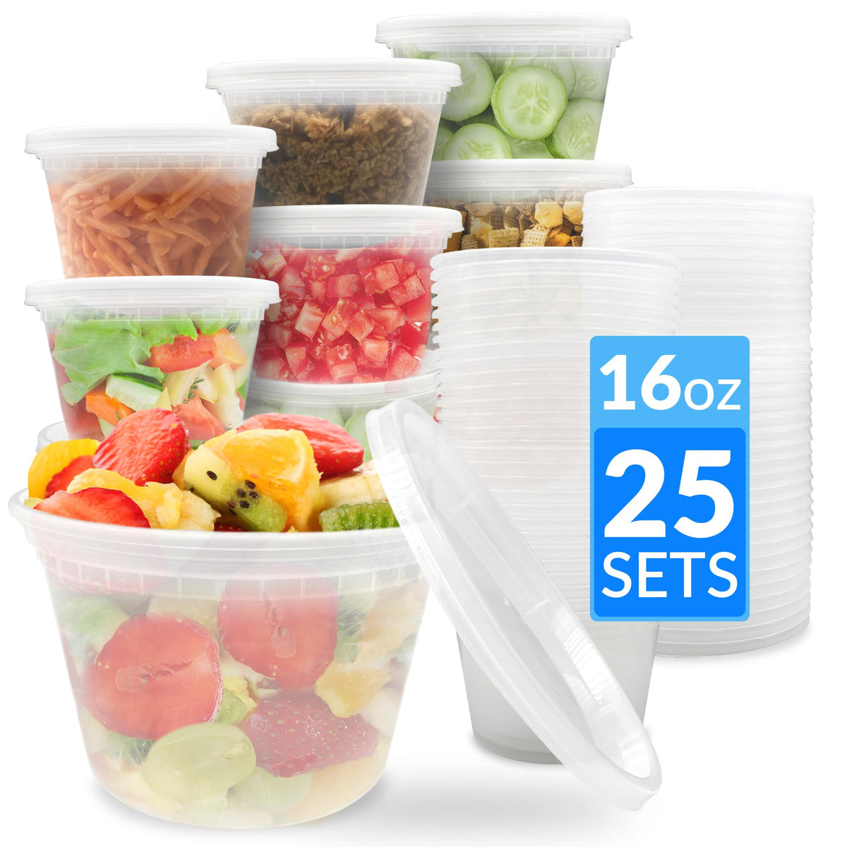 Reli. deli containers with lids 16 oz bulk pack 25 sets