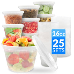 Reli. deli containers with lids 16 oz bulk pack 25 sets