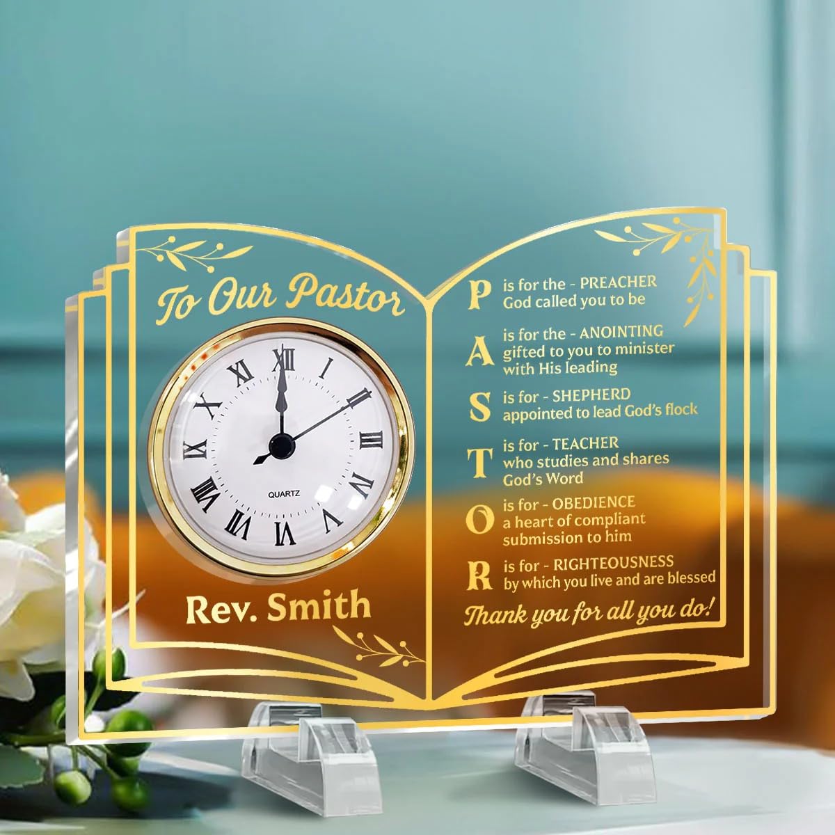 Religious Christian desk decor for pastors on desk