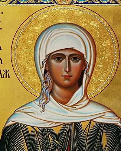 Wood plaque Saint Xenia icon display option