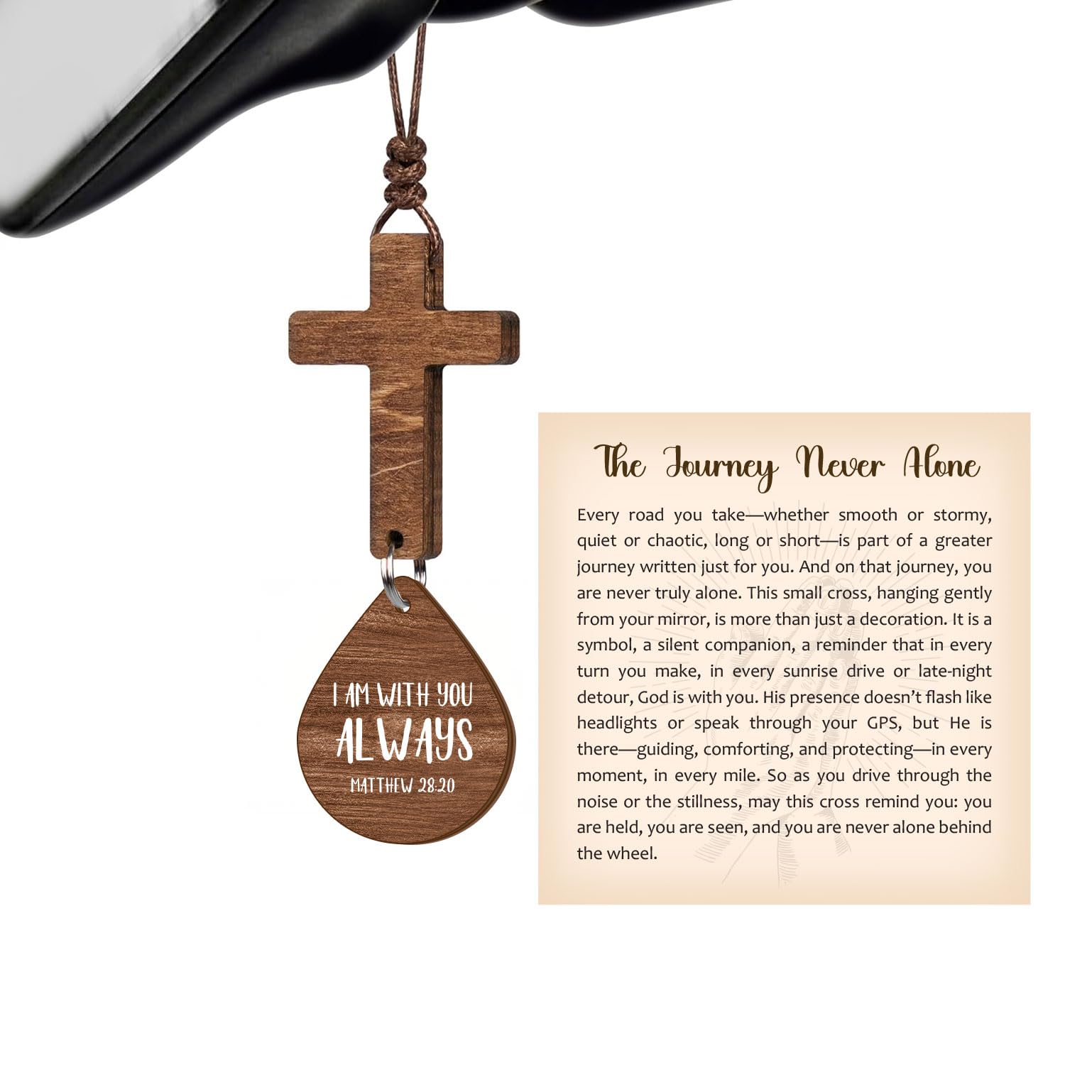Handcrafted wooden pendant cross detail