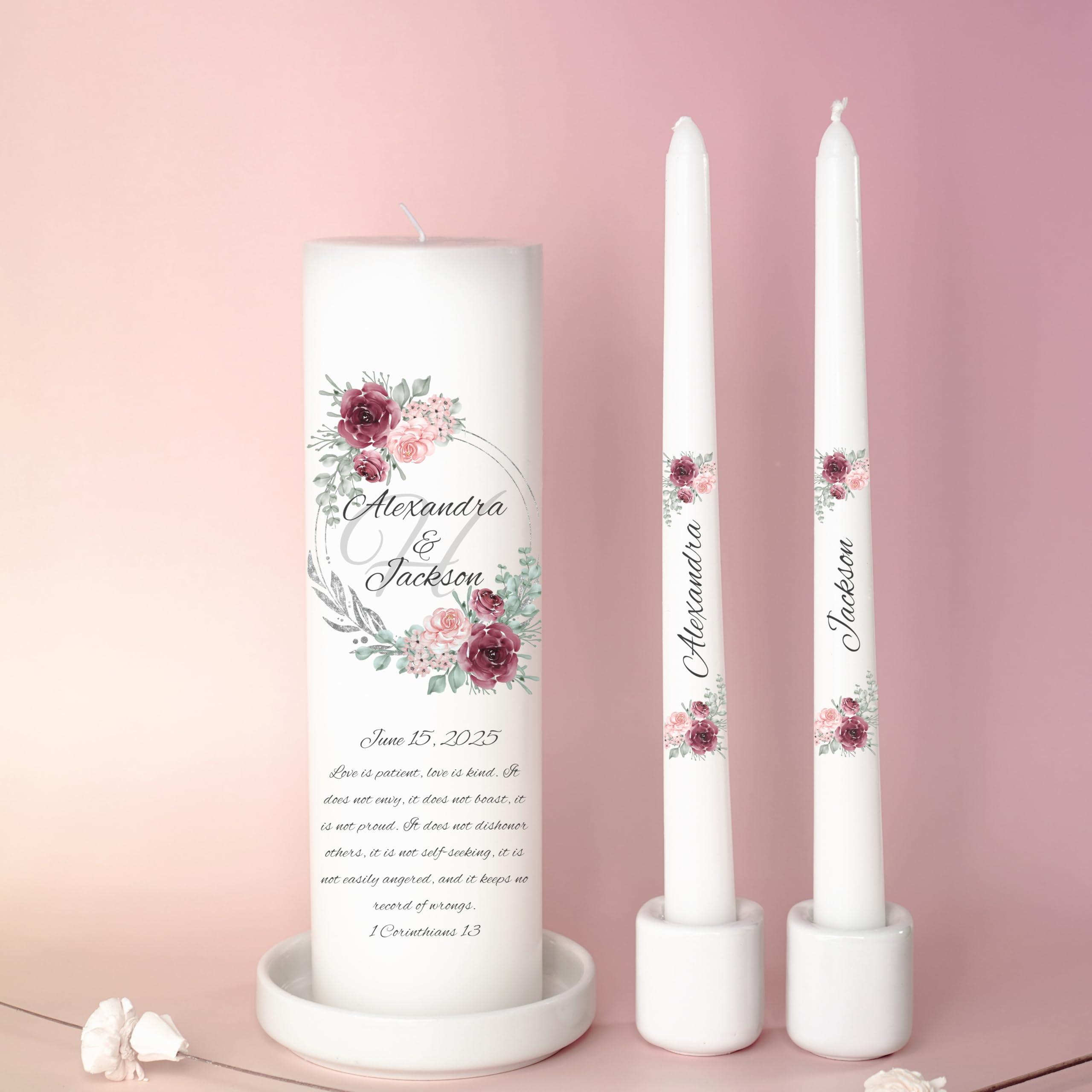 Religious wedding ceremony candles for vows
