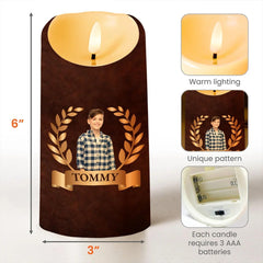 Remember Your Crown LED candle for grandson in soft glow