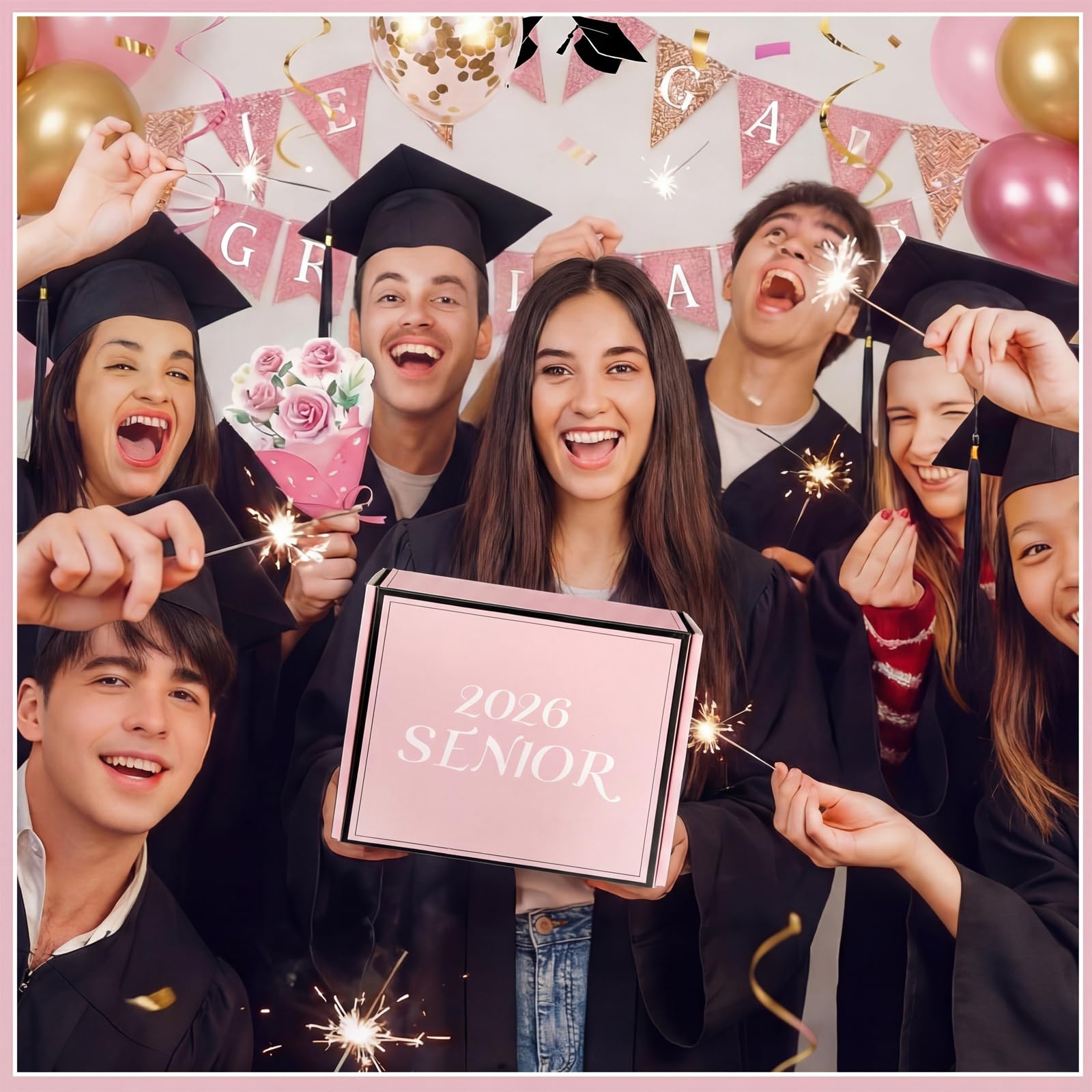 Remerry 9 Pcs 2026 Senior Graduation Gifts Set Pink scented candle