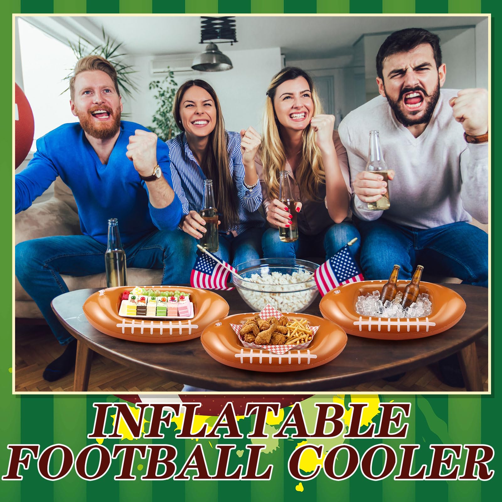Internal dimensions 22 x 14 cm inflated football cooler