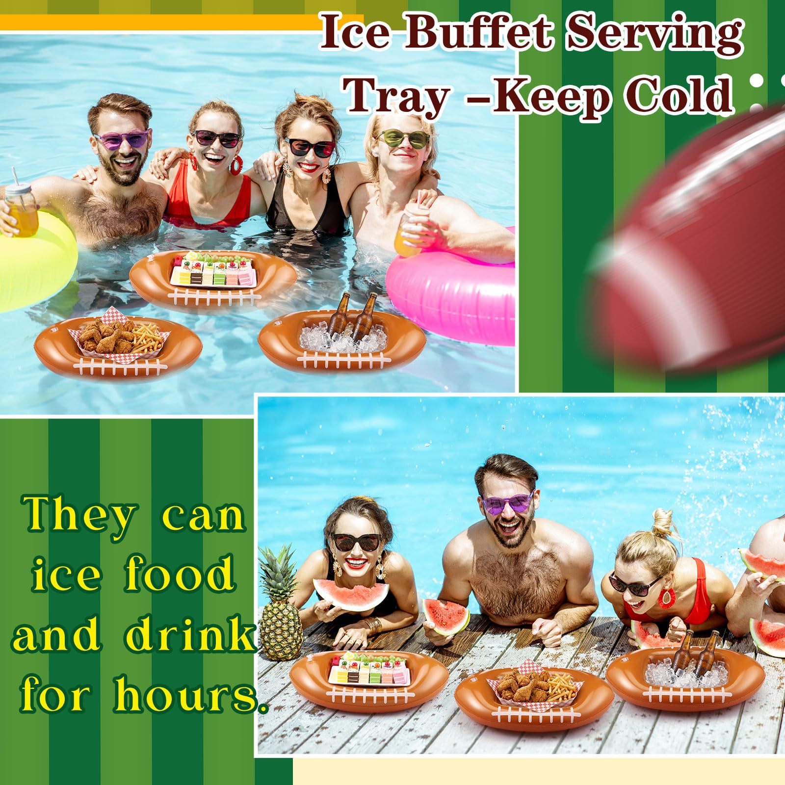 Brown PVC football shaped beverage cooler for pool
