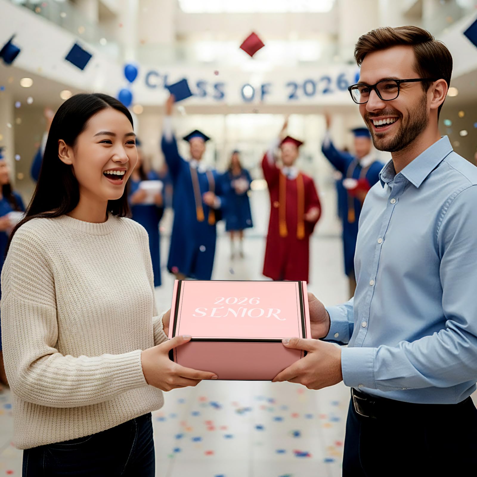 Remerry 9 Pcs 2026 Senior Graduation Gifts Set Pink gift box