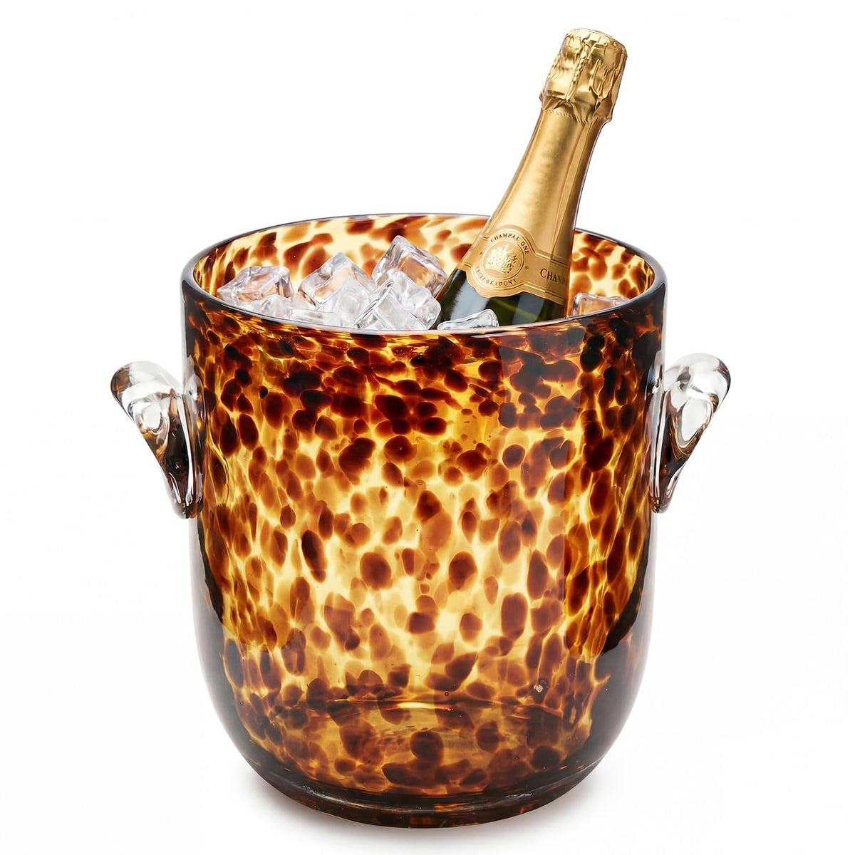Remerry tortoise pattern ice bucket glass front view