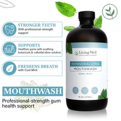 Remineralizing mouthwash Cool Mint packaging and label