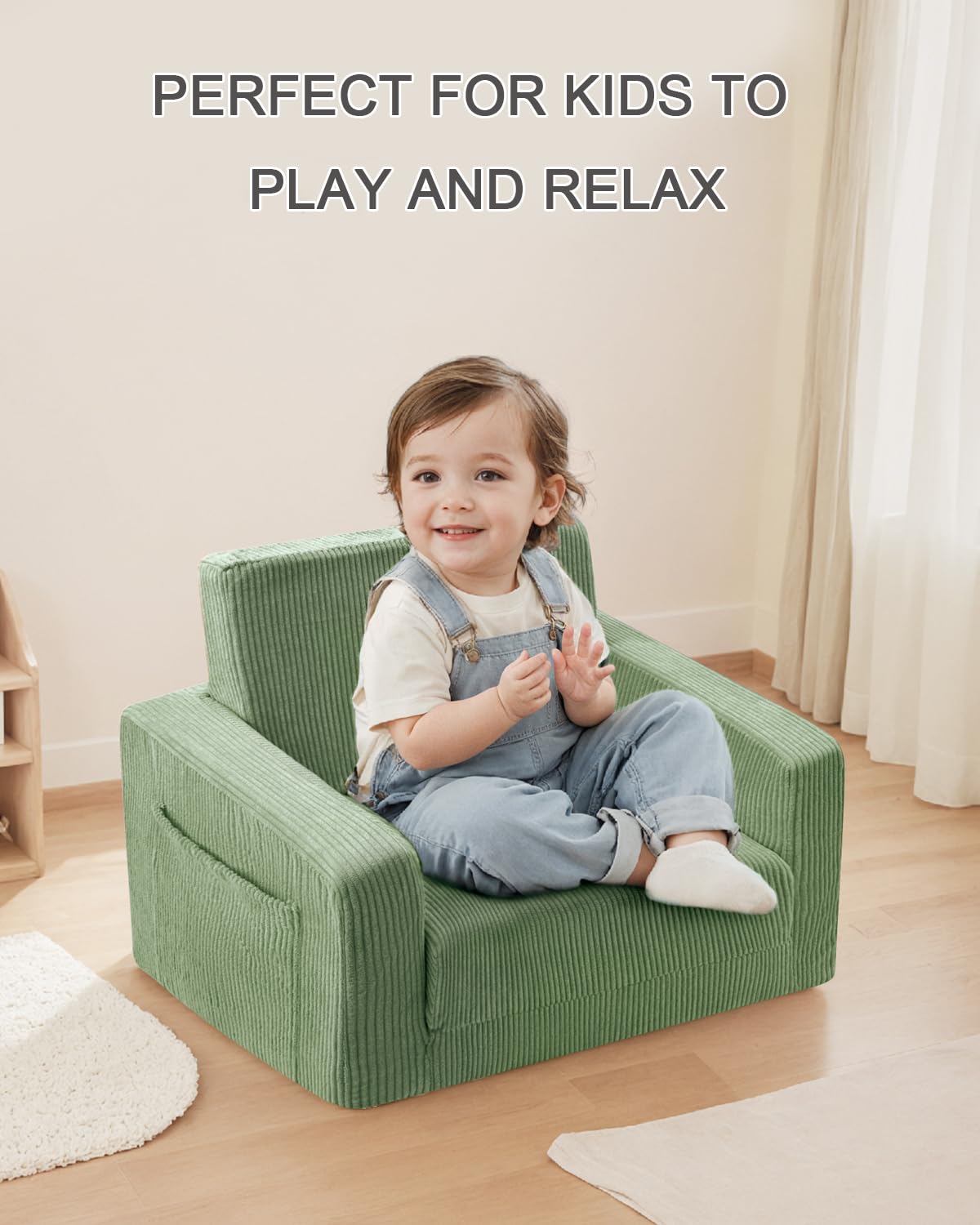 Foam filled toddler chair unfolds to full size