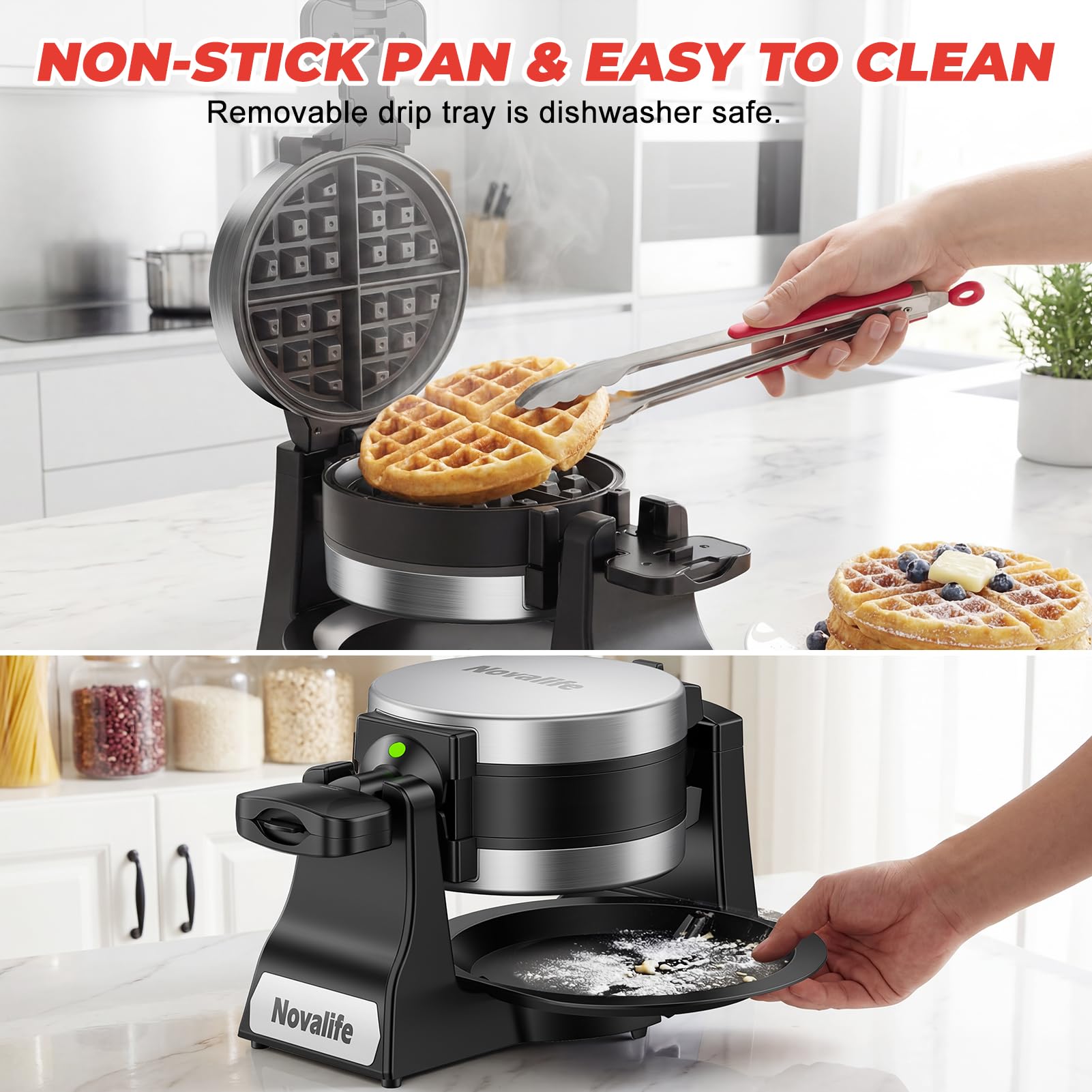 Novalife waffle maker cool touch handle and locking buckle