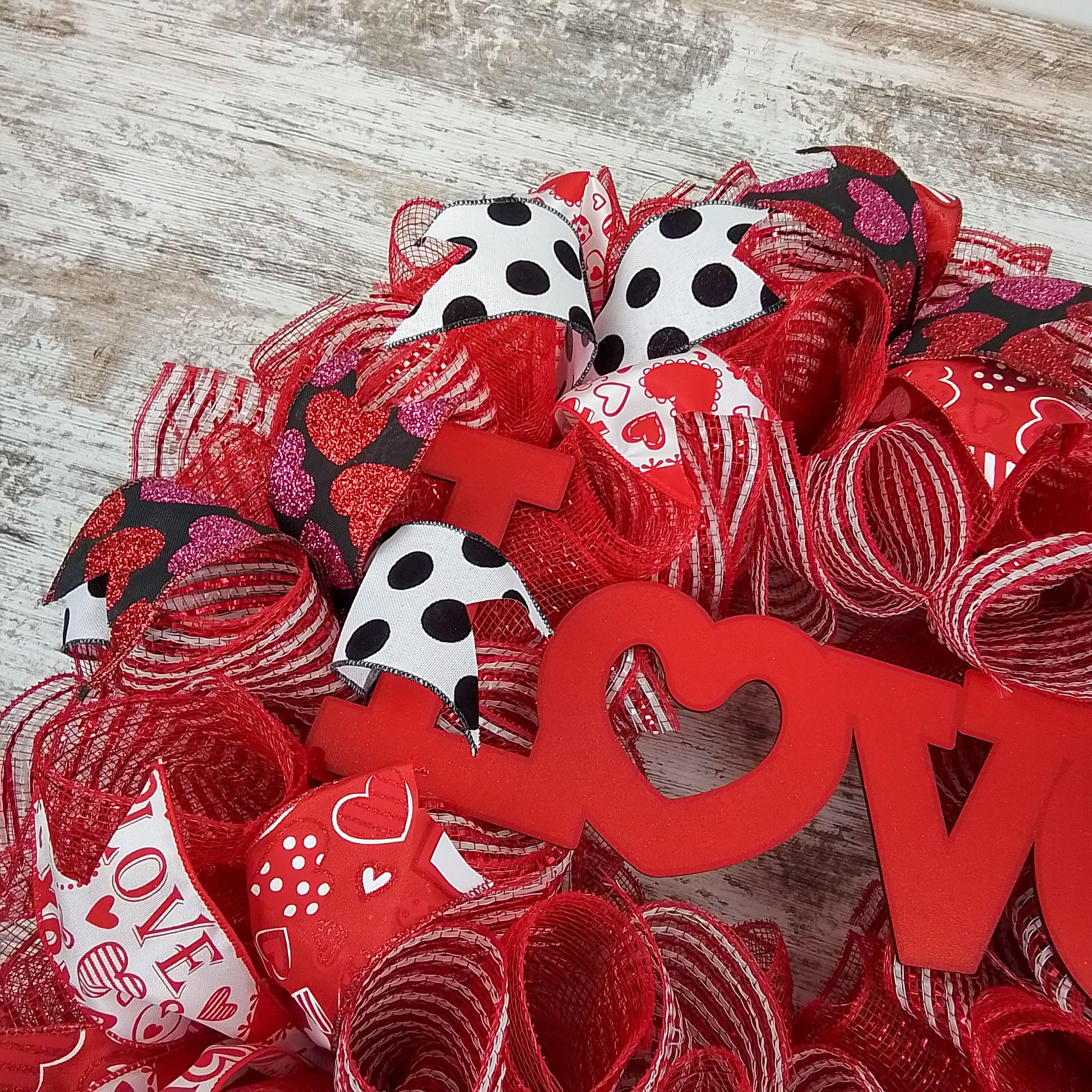 Valentines Day decor wreath for indoor outdoor use