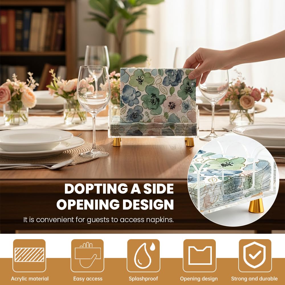 Napkin holder with removable metal feet