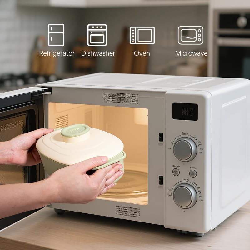 heat-resistant side handles on steamer bowl