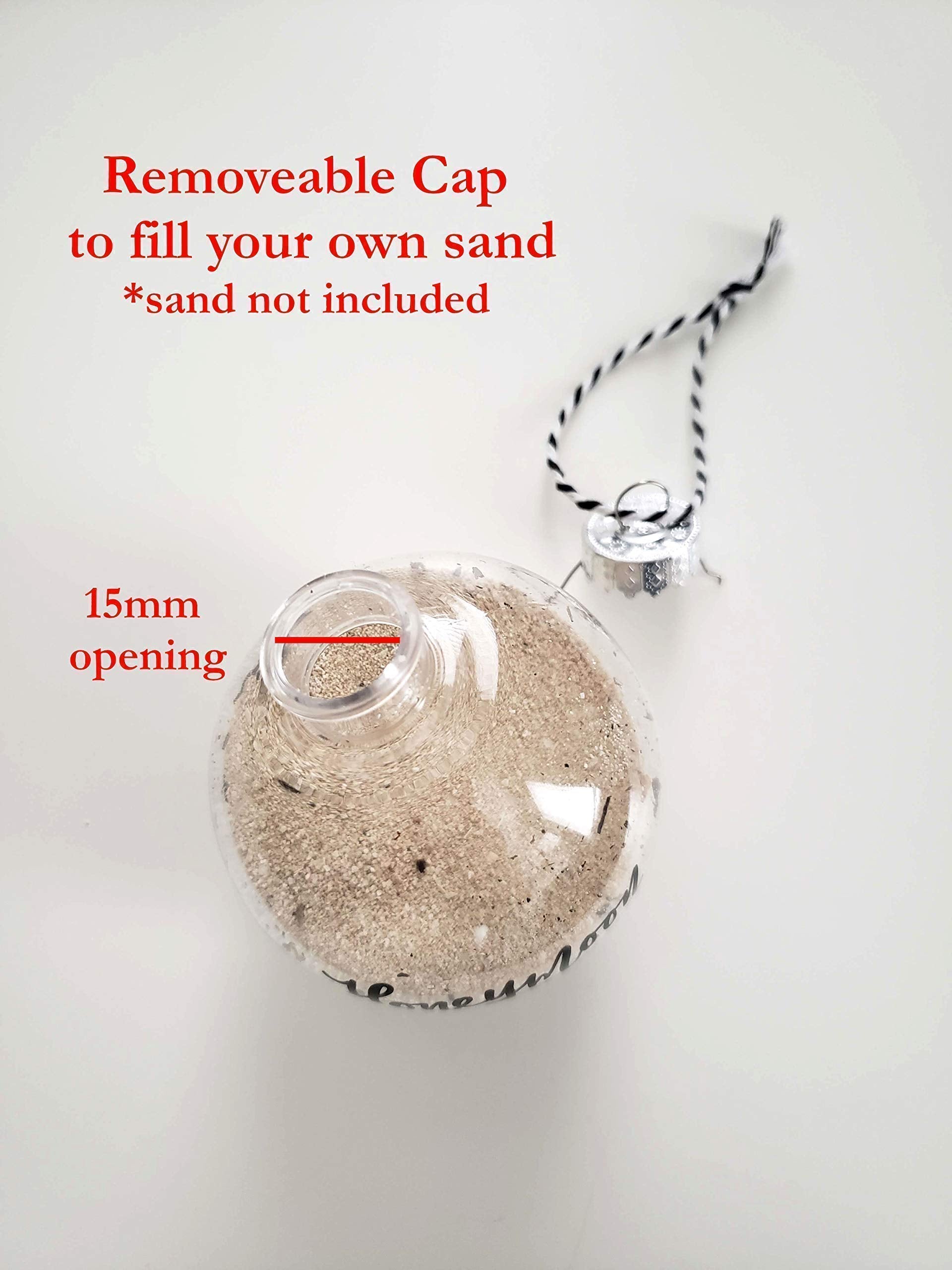 Removable silver cap for adding vacation sand