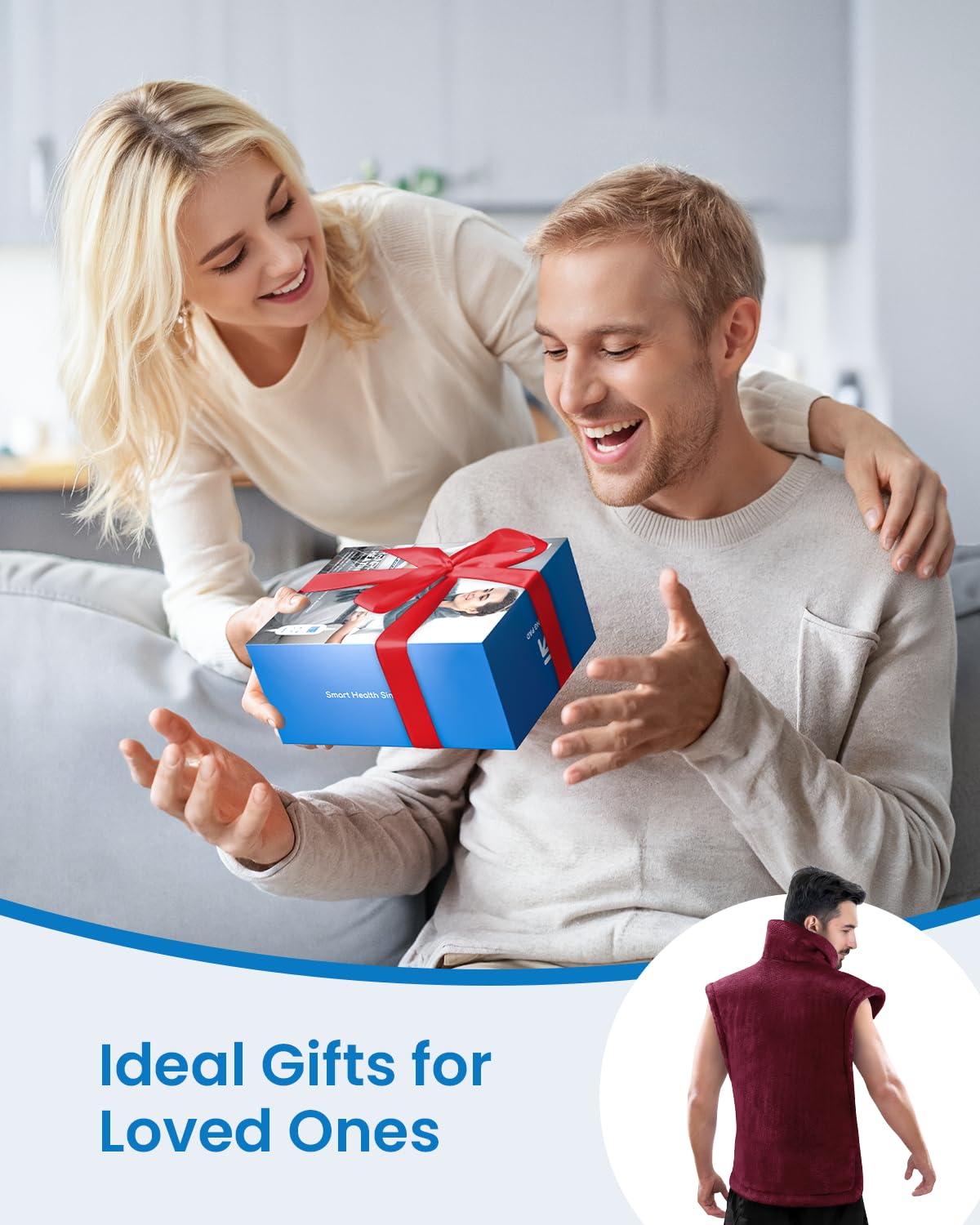 Extra-large heating pad size designed for full coverage