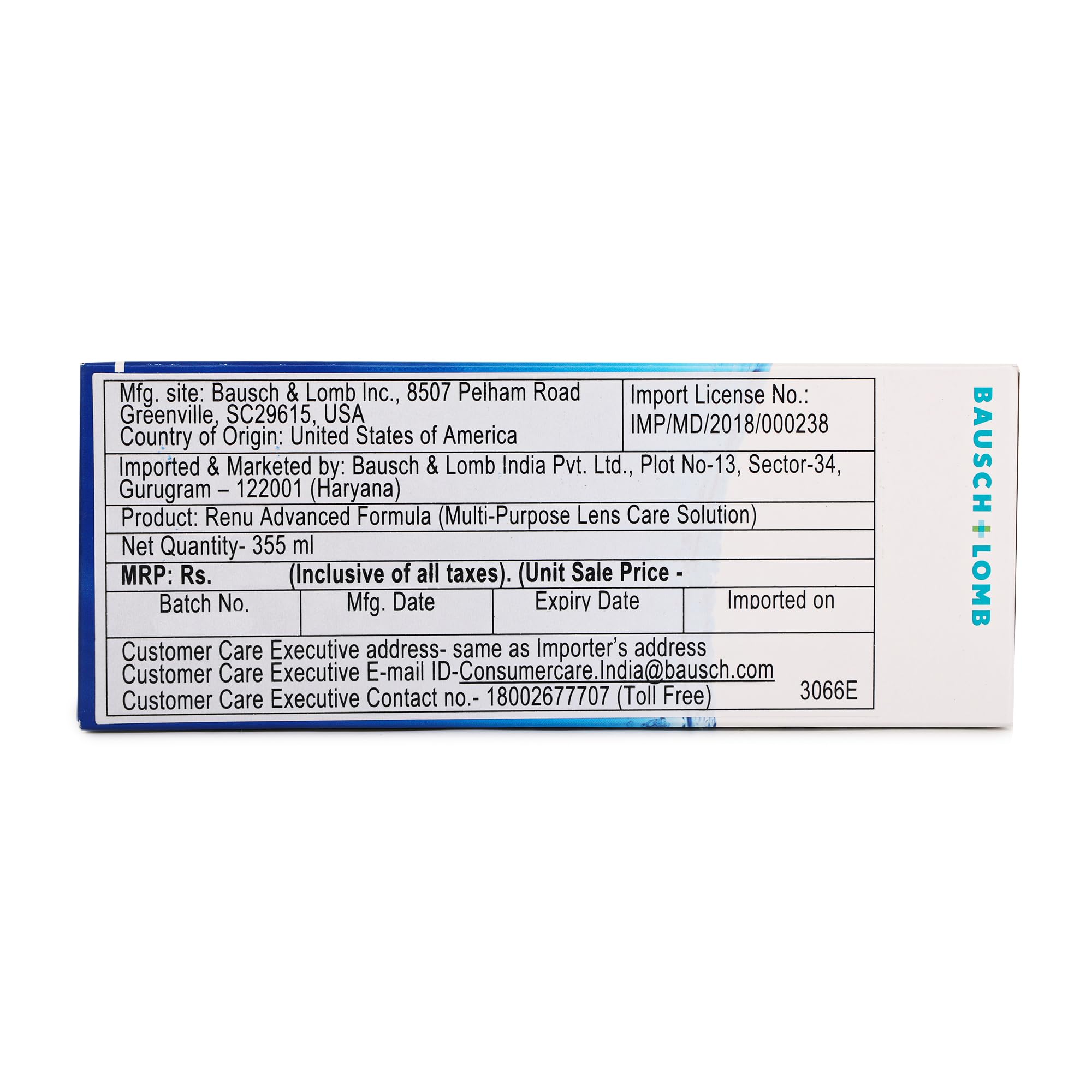 Bausch + Lomb Renu lens care packaging