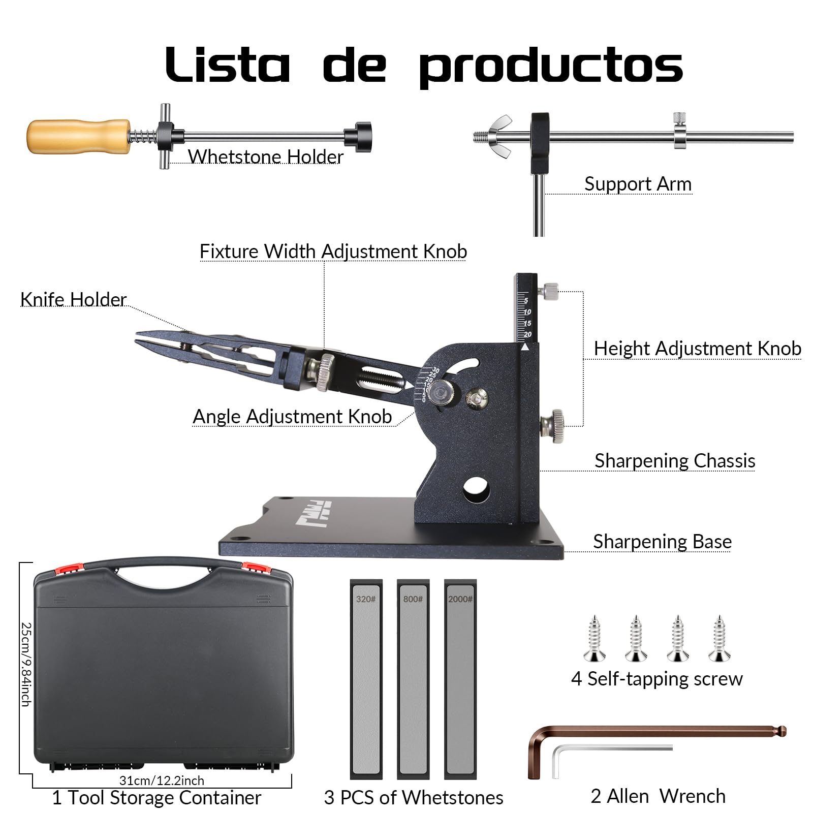 Repair knife sharpening kit with 800 grit diamond stone